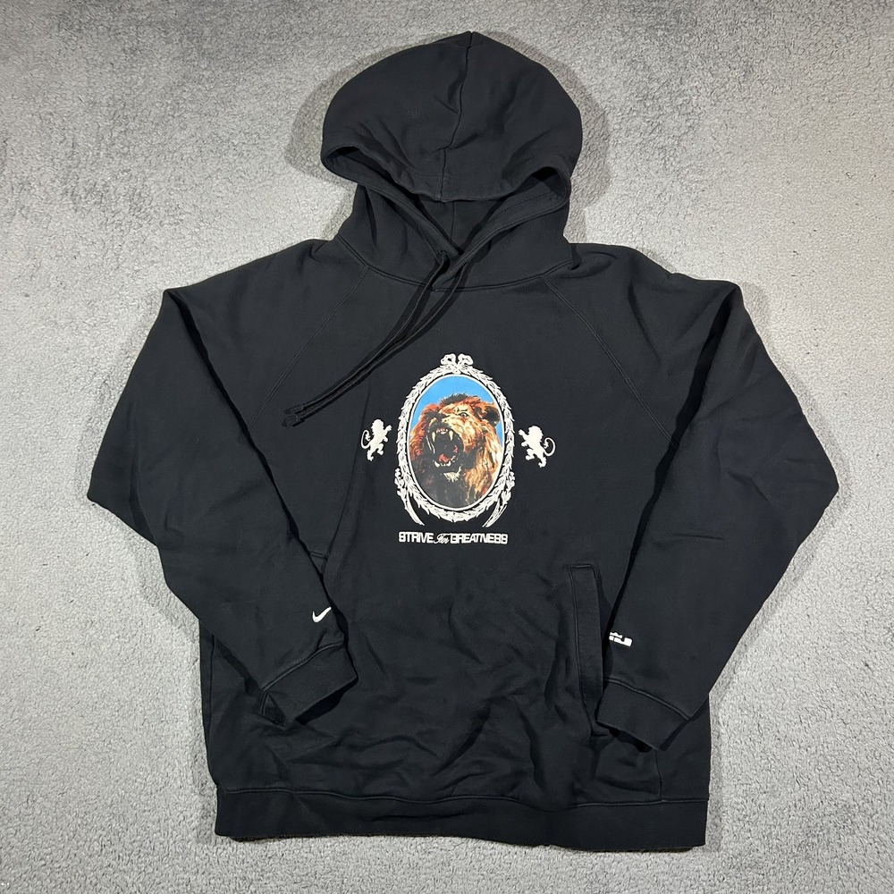 Nike Lebron Strive For Greatness Black Hoodie Pullover Men's Large #3778